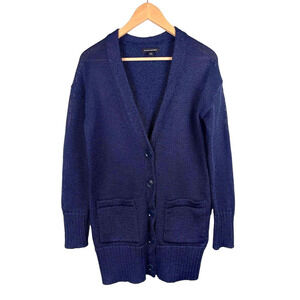 Banana Republic Metallic Navy Blue Boyfriend Cardigan Longline Women's Medium